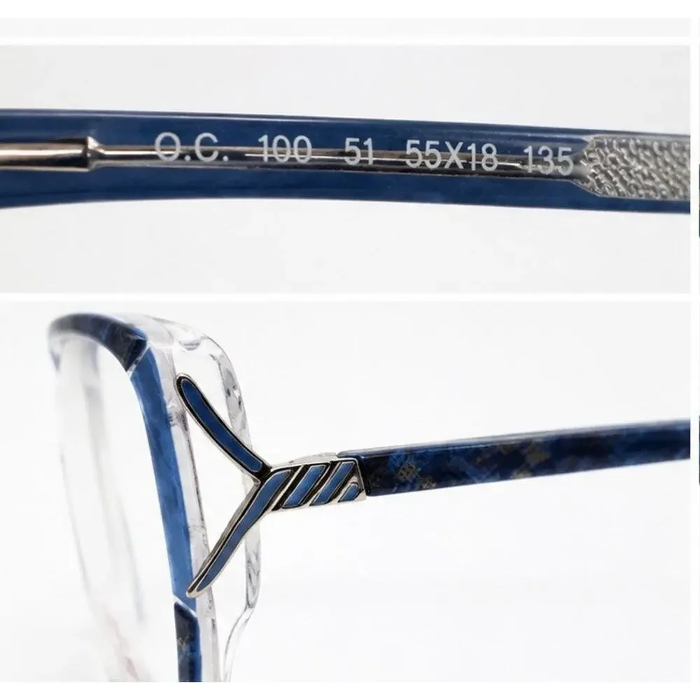 OLEG CASSINI OC 100 BLUE CLEAR WOMENS EYEGLASSES FRAMES 55-18-135